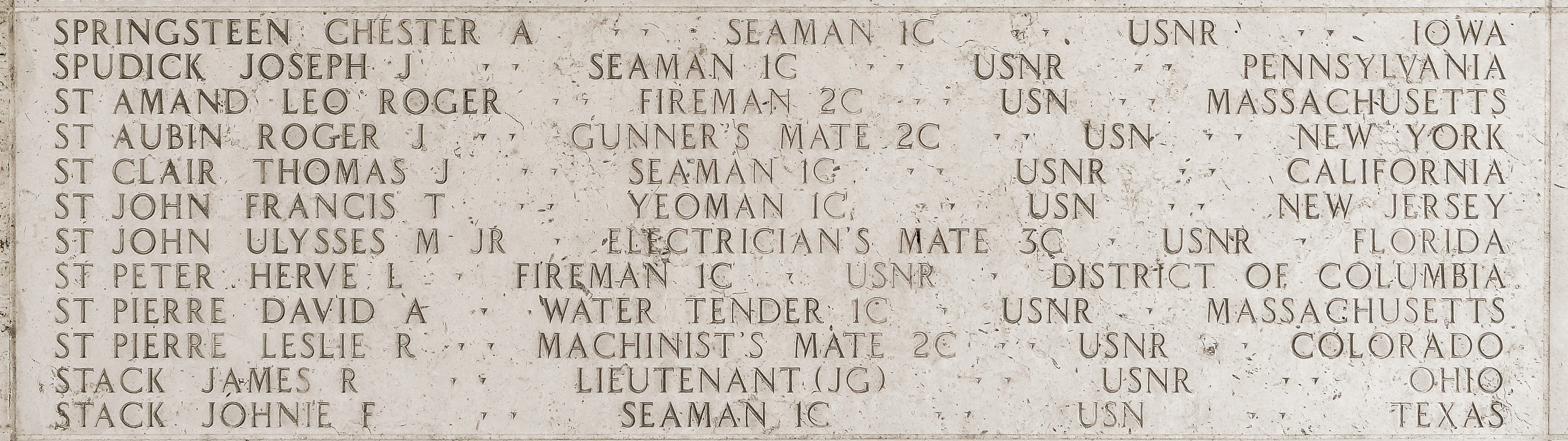 Francis T. St John, Yeoman First Class